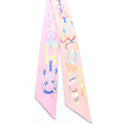 Hermes Silk Do Re Boucles Twilly Rose Poudre Bleu 2 of 3