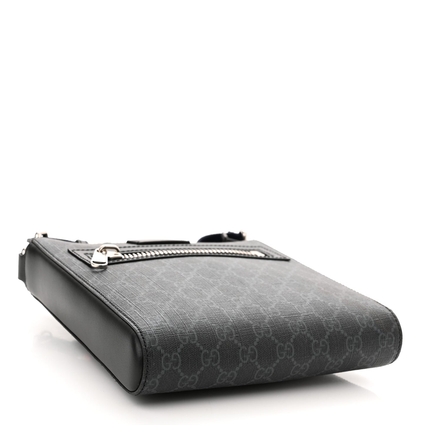 GG Supreme Monogram Web Small Flat Messenger Bag Black Grey
