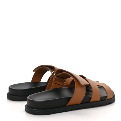 Hermes Calfskin Womens Chypre Sandals 37.5 Naturel 4 of 9