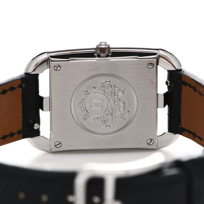 Hermes Stainless Steel Alligator Diamond Bezel Mother of Pearl 23mm Cape Cod Quartz Watch Noir 4 of 5