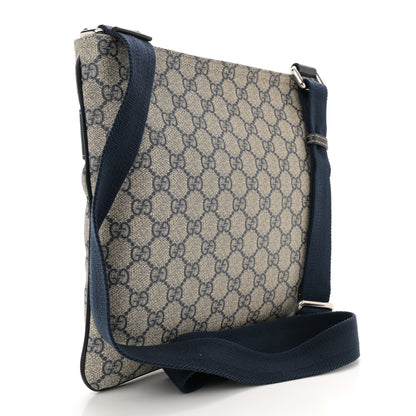 Gucci GG Supreme Monogram Small Flat Side Zip Messenger Bag Beige Blue 3 of 11