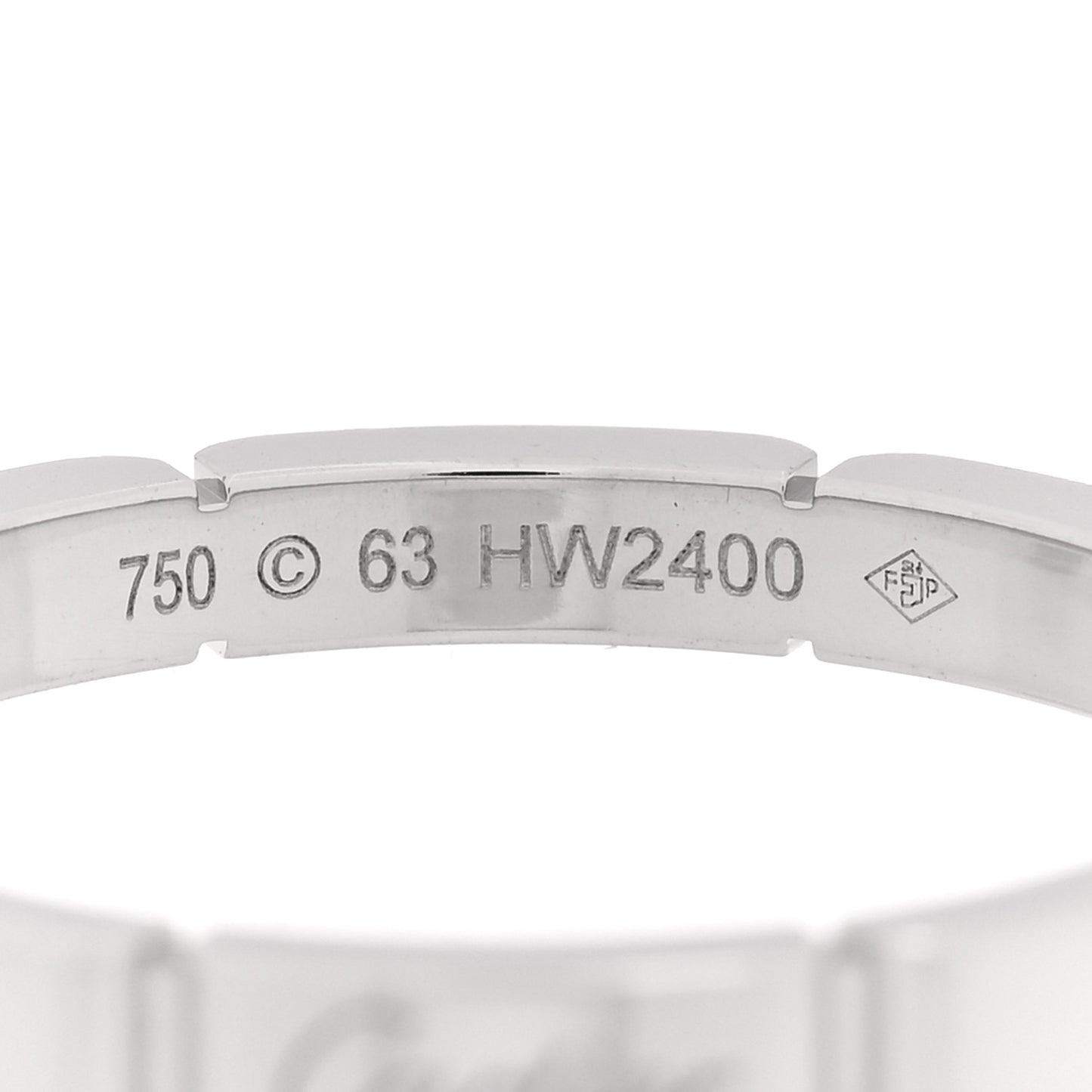 18K White Gold Maillon Panthere Wedding Band Ring 63 10.25