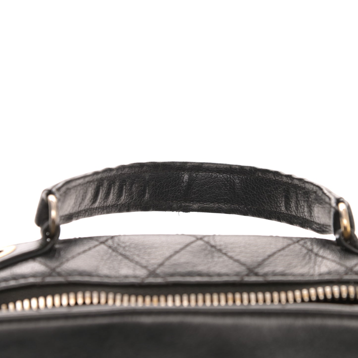Shiny Calfskin Goatskin Quilted Coco Curve Vanity Black