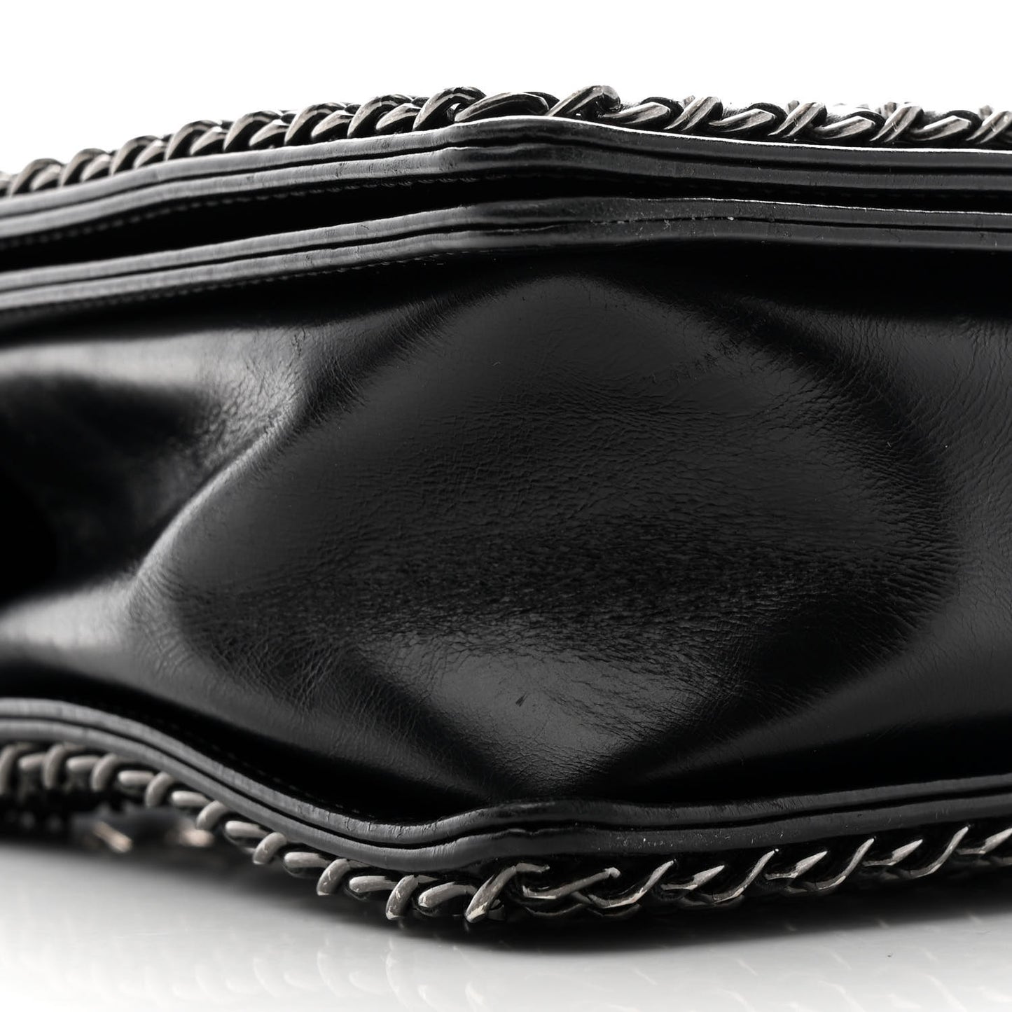 Glazed Calfskin Quilted New Medium Boy Chained Flap Black