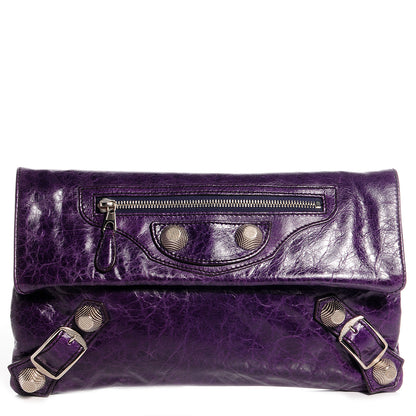 Balenciaga Chevre Giant 21 Silver Hardware Envelope Clutch Violet 1 of 11