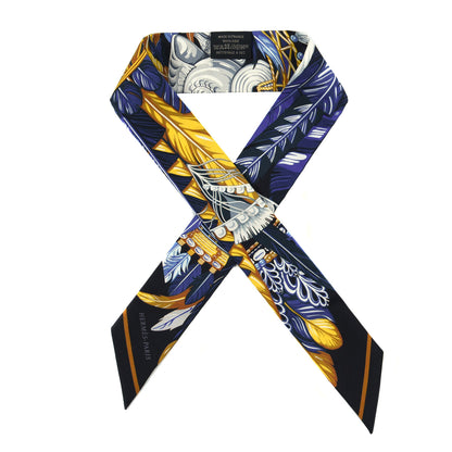 Hermes Silk La Danse Pacifique Twilly Bleu Nuit Jaune Vif 1 of 3