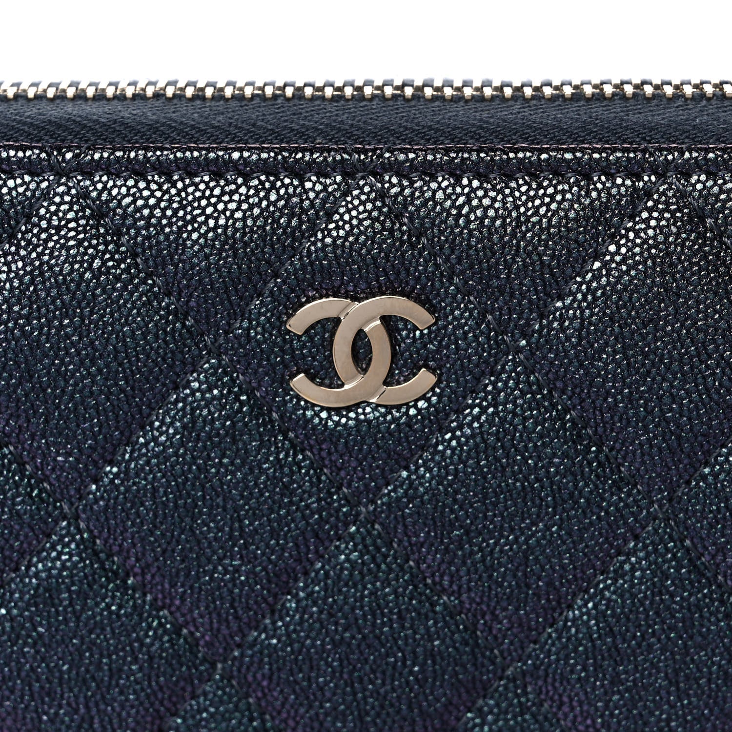Chanel Iridescent Caviar Quilted Long Zip Around Wallet Black 8 of 14