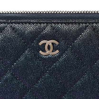 Chanel Iridescent Caviar Quilted Long Zip Around Wallet Black 8 of 14