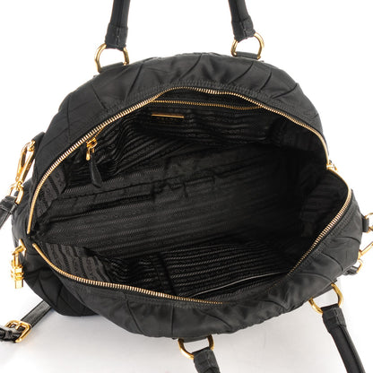 Prada Nylon Chevron Quilted Dome Satchel Black 5 of 8