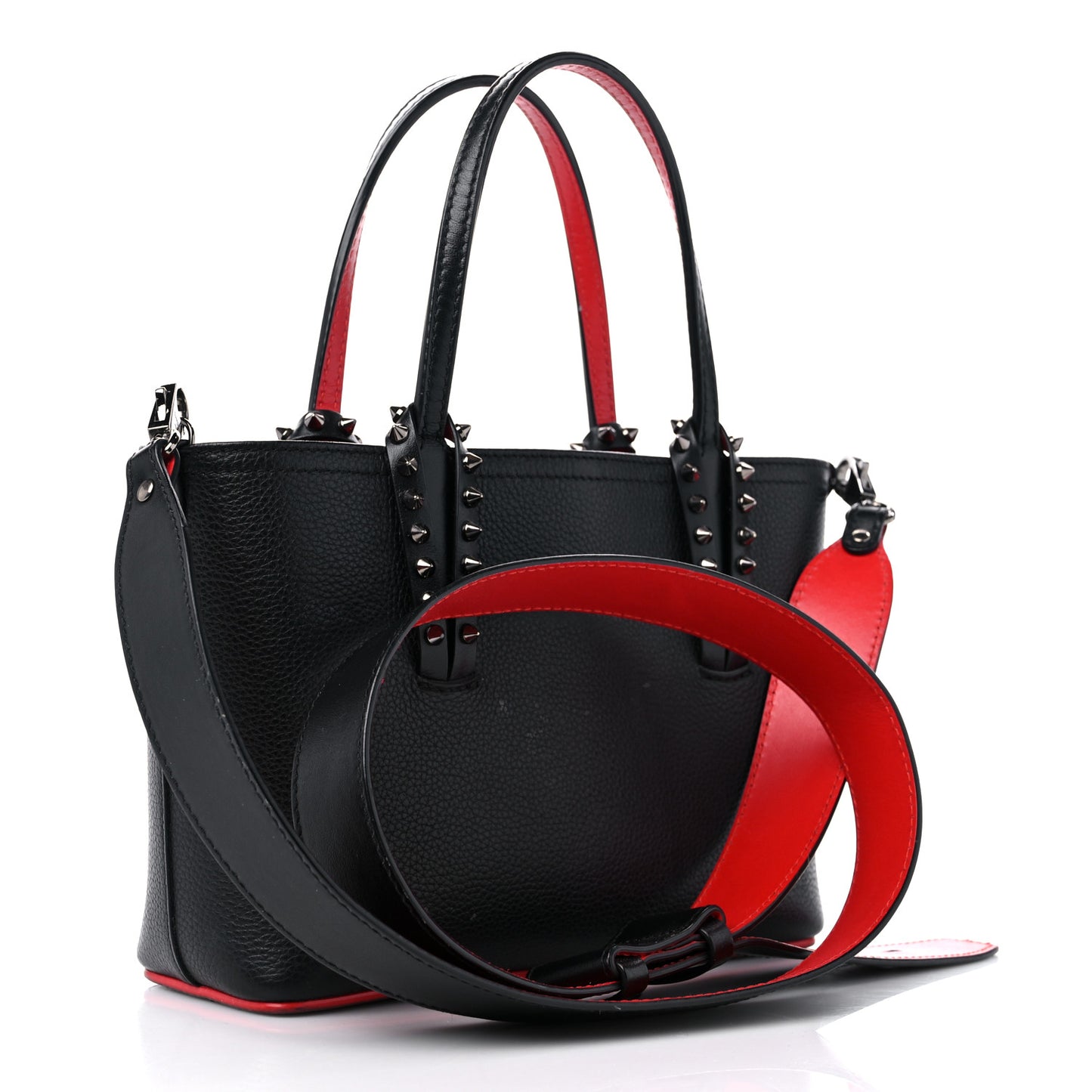 Calfskin Spikes Mini East West Cabata Tote Black