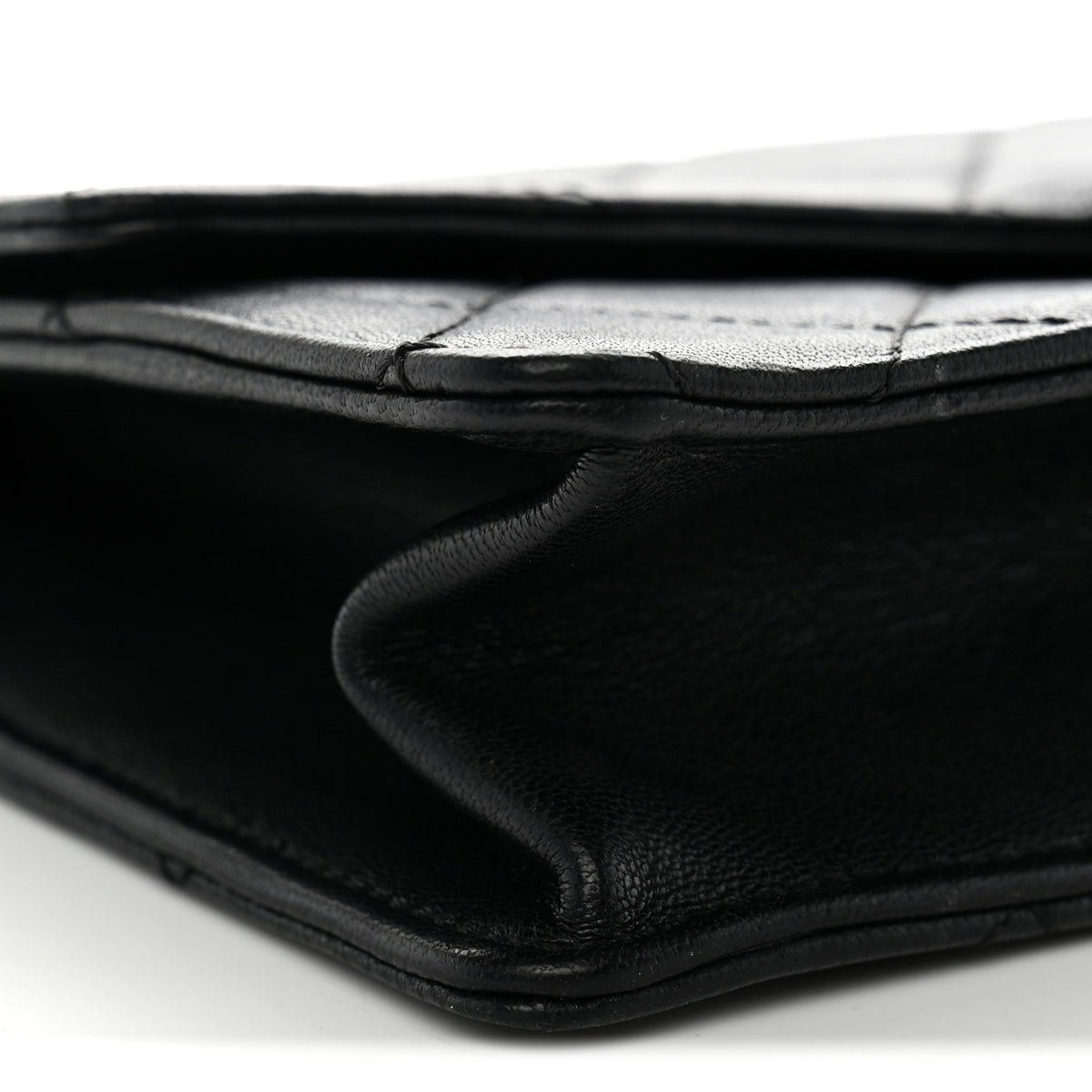 Lambskin Quilted Large Pearl Chain Flap Bag Black