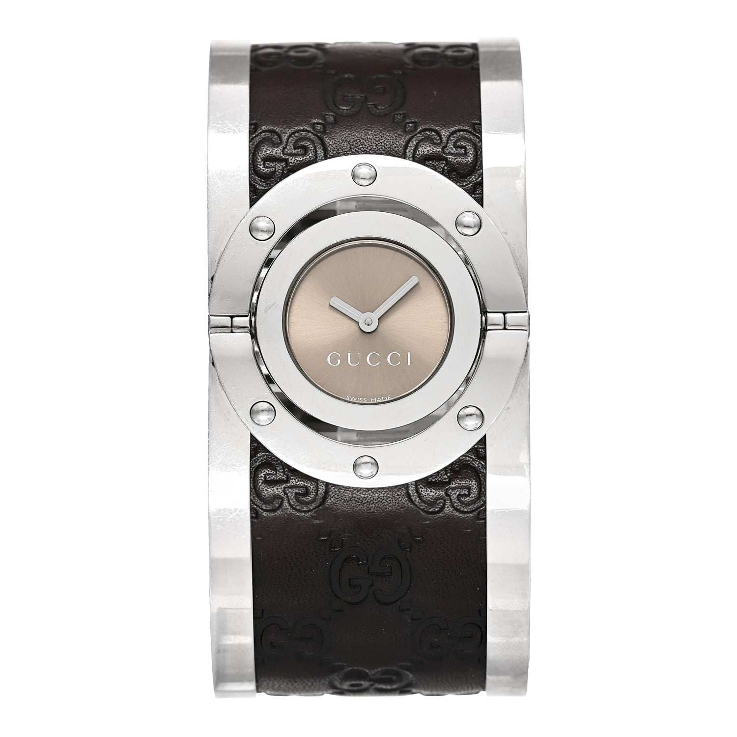 Gucci Stainless Steel Calfskin 33mm Twirl Quartz Watch Brown 1 of 5