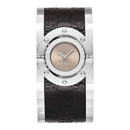 Gucci Stainless Steel Calfskin 33mm Twirl Quartz Watch Brown 1 of 5