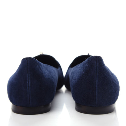 Hermes Velvet Goatskin Pegase Ballerina Flats 37 Marine 7 of 10