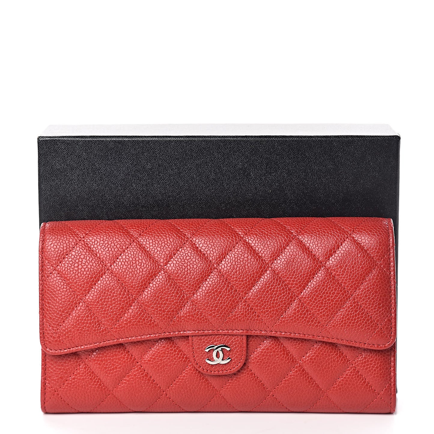 Caviar Quilted Travel Wallet Red
