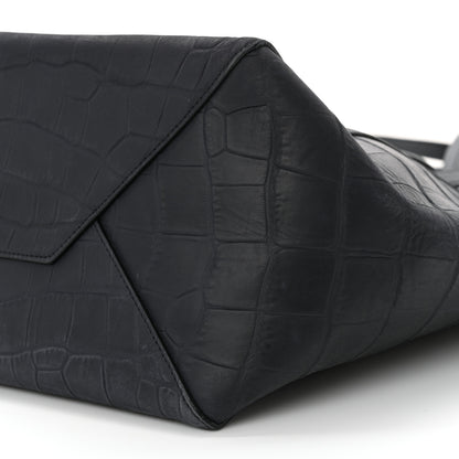 Celine Crocodile Embossed Calfskin Medium Belt Cabas Phantom Navy 9 of 11