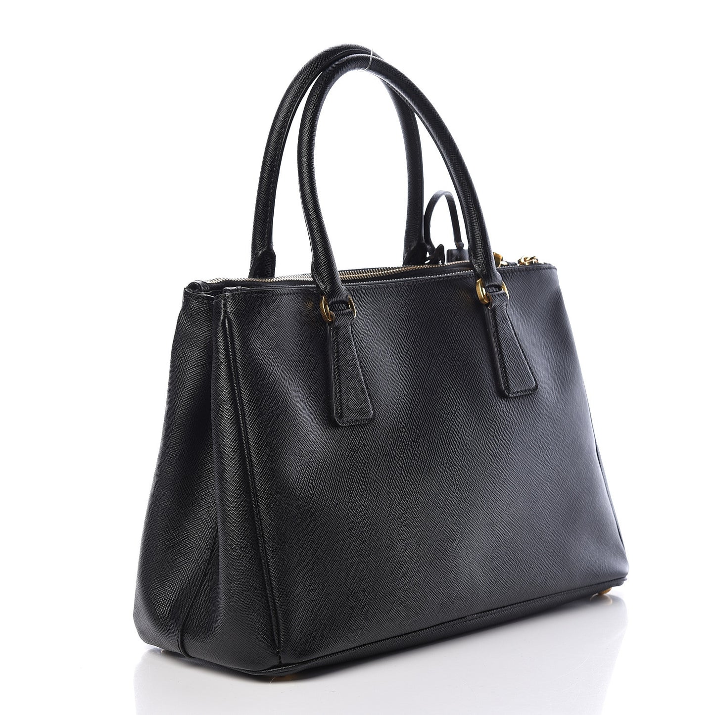 Saffiano Small Galleria Double Zip Tote Black