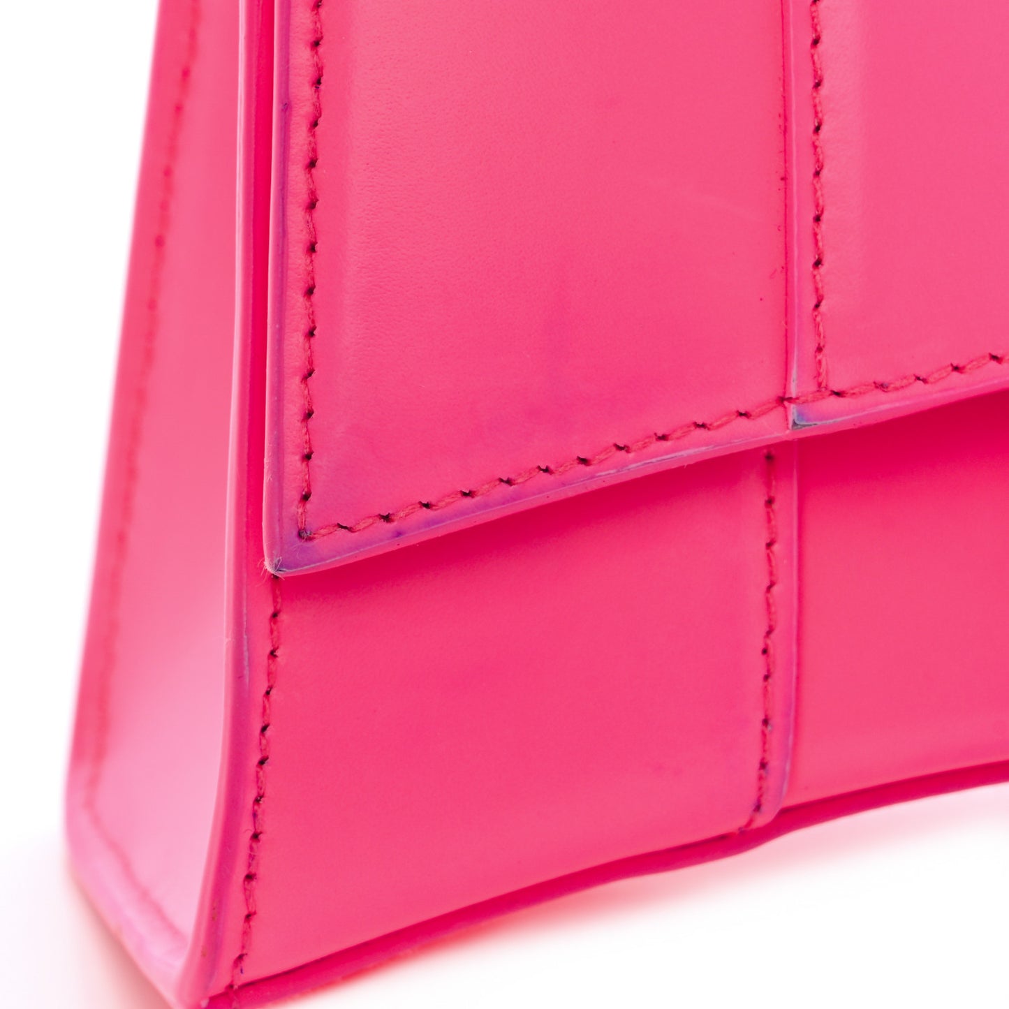 Shiny Box Calfskin Hourglass Top Handle Bag XS Fluo Pink