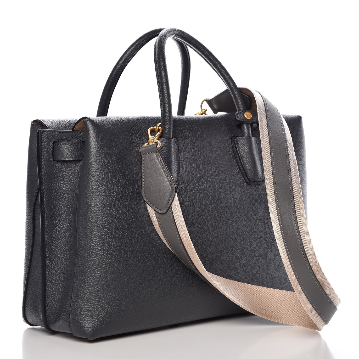 MCM Grained Calfskin Large Milla Tote Phantom Grey 3 of 14
