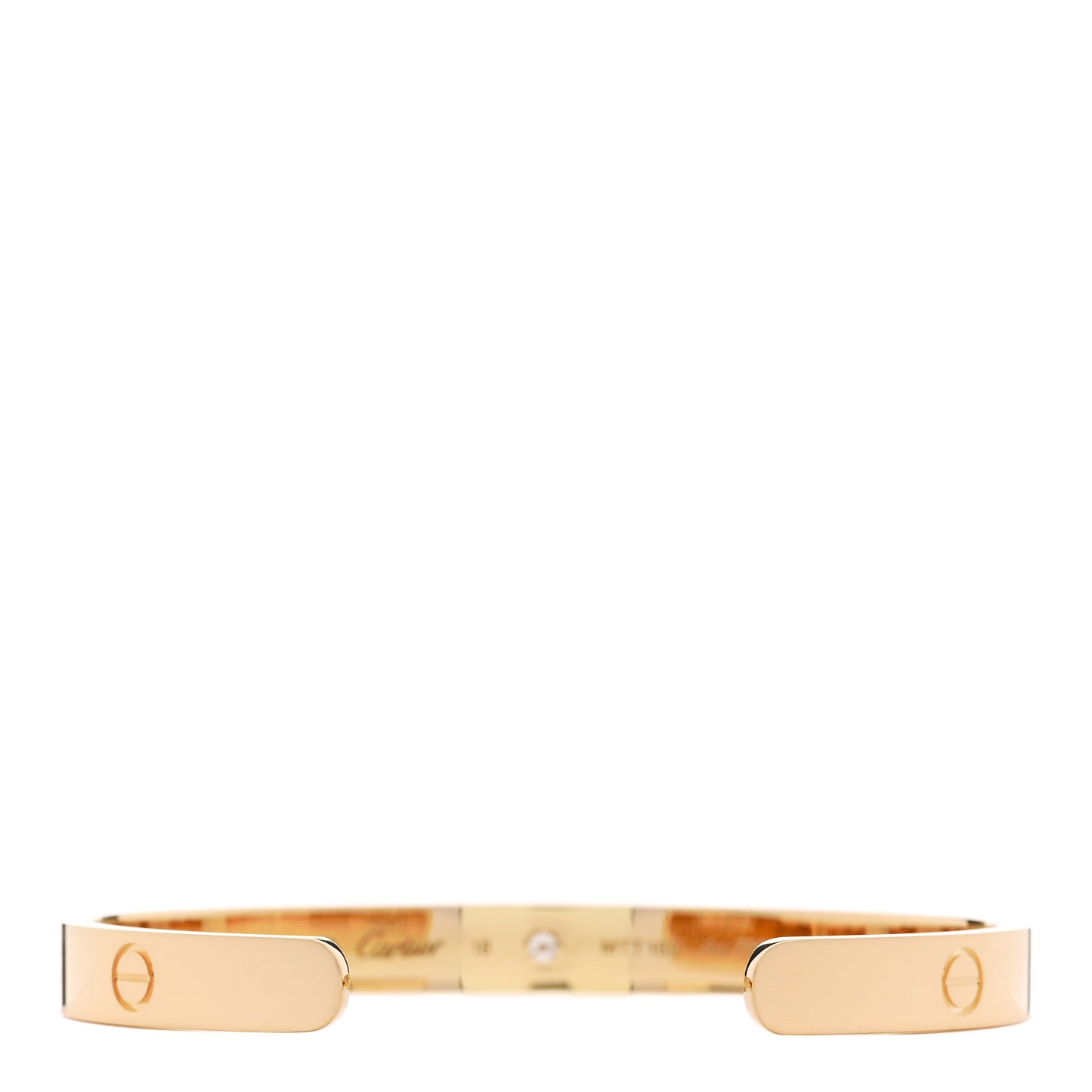 18K Yellow Gold 1 Diamond LOVE Cuff Bracelet 18