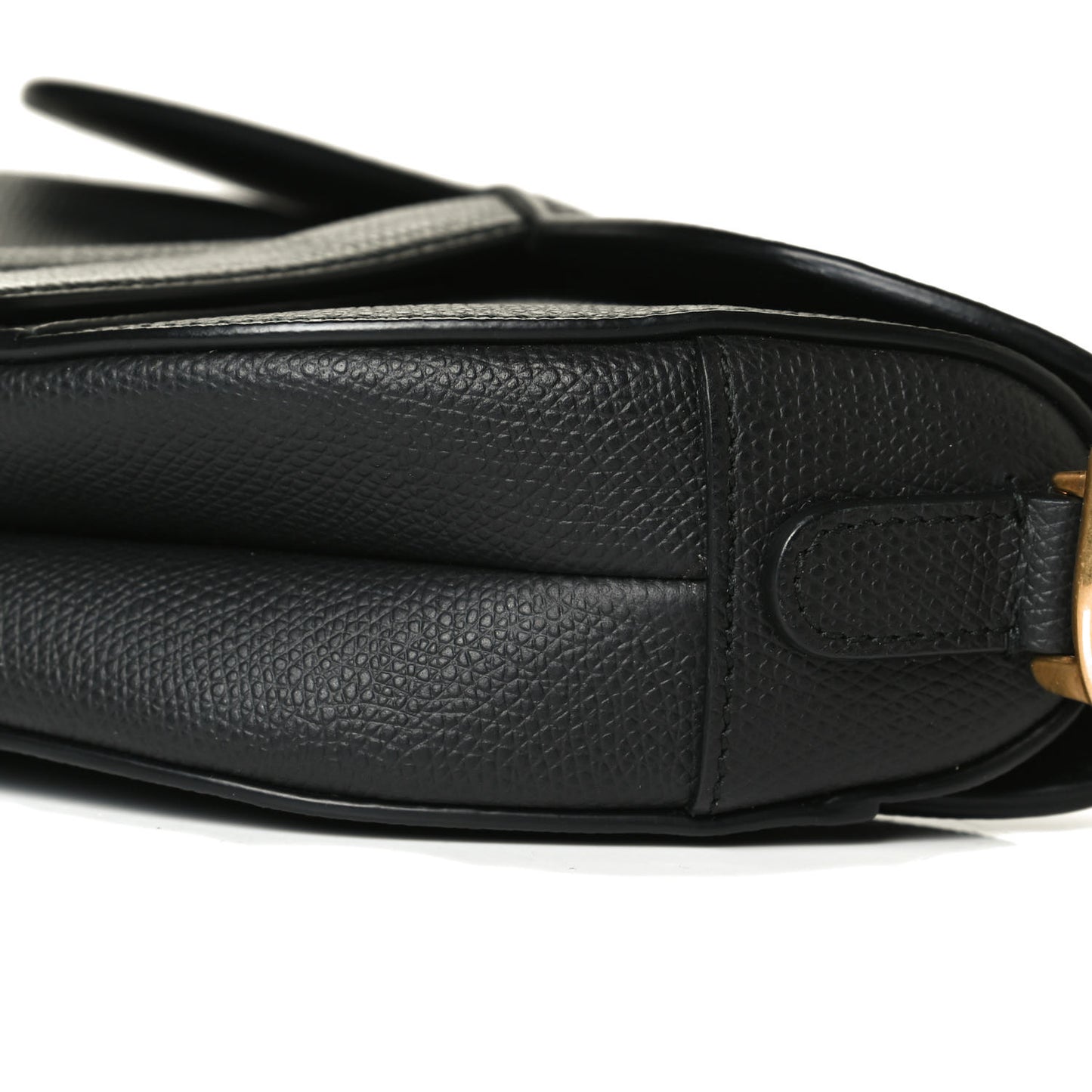 Grained Calfskin Mini Saddle Bag Black