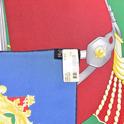 Hermes Silk Harnais De Cour Scarf 90 Bleu Vert Bordeaux 5 of 5