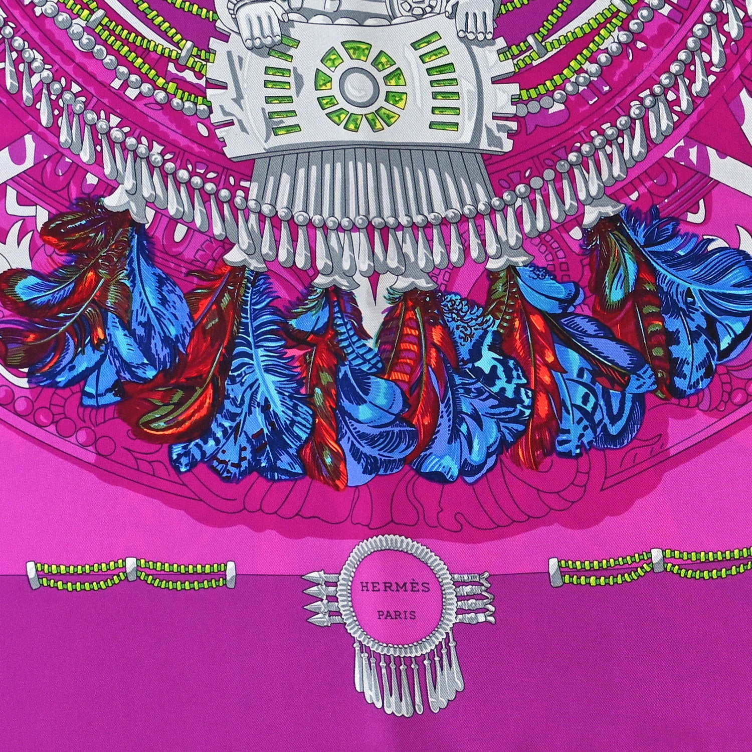 Hermes Silk Mexique Scarf 90 Fuchsia 2 of 3