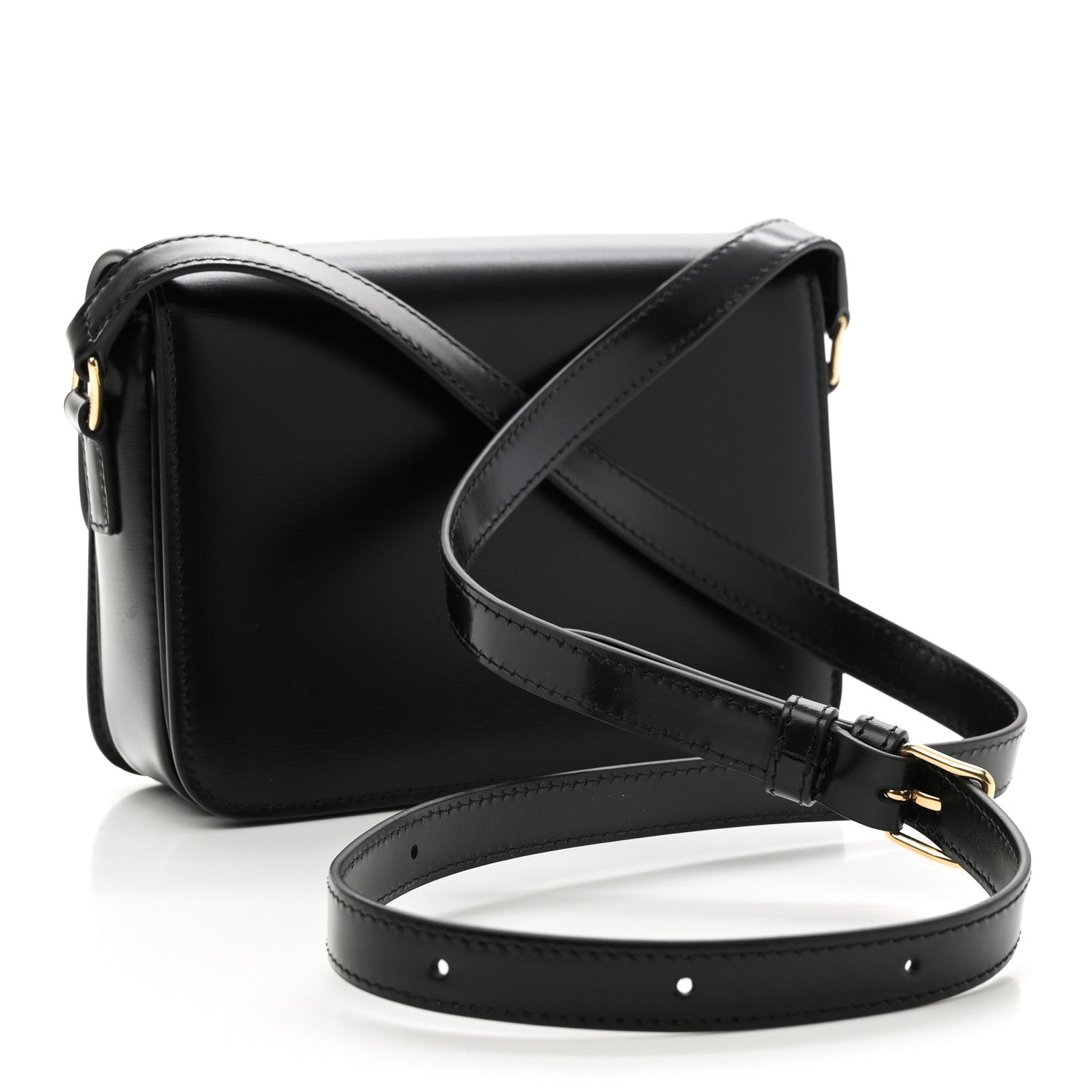 Celine Shiny Calfskin Teen Triomphe Black 2 of 9
