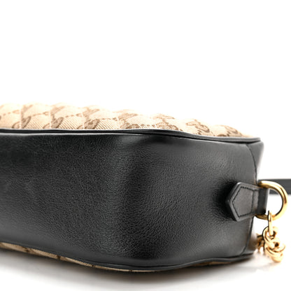 Gucci Monogram Matelasse Diagonal Small GG Marmont Chain Shoulder Bag Beige Black 10 of 11
