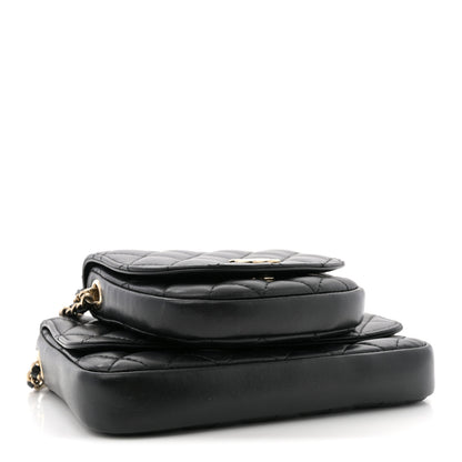 Chanel Lambskin Quilted Side Packs Black 4 of 14