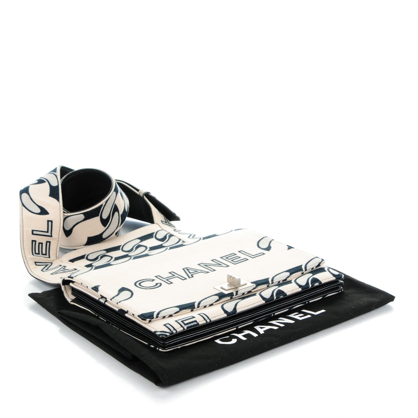 Jersey Printed Messenger Flap Beige Black