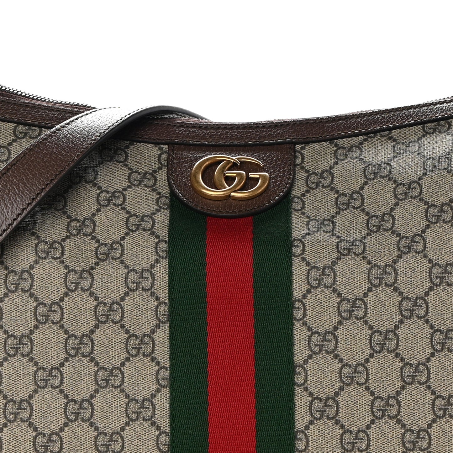 GG Supreme Monogram Web Ophidia Half Moon Hobo Brown