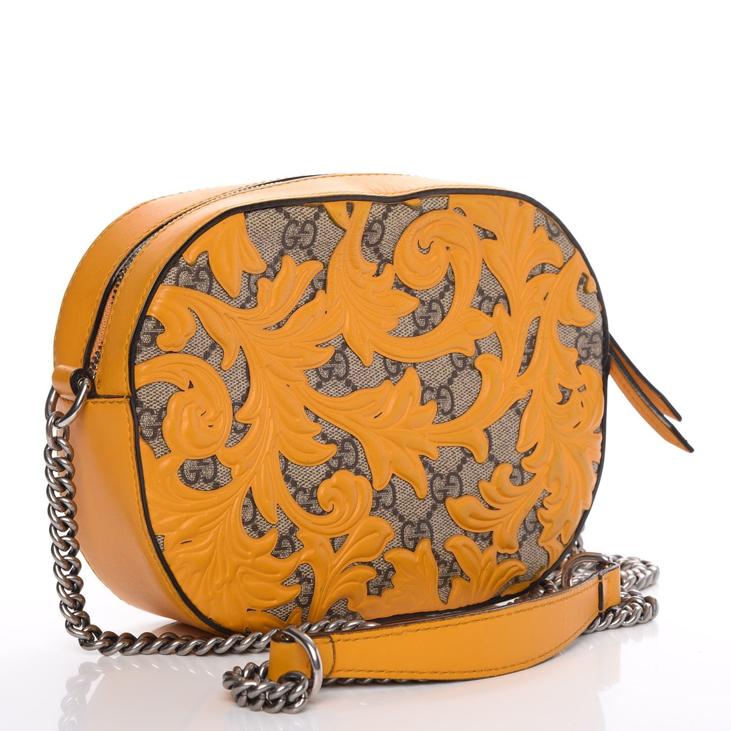 GG Supreme Monogram Arabesque Mini Chain Shoulder Bag Beige Yellow