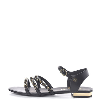 Chanel Lambskin CC Chain Sandals 38 Black 1 of 9