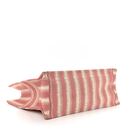 Christian Dior Canvas Embroidered Large Striped Book Tote Pink 4 of 13