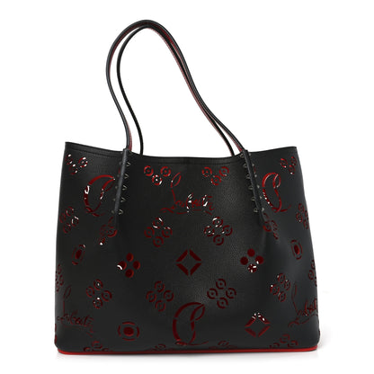 Christian Louboutin Calfskin Loubinthesky Large Perforated Cabarock Spikes Tote Black 1 of 9