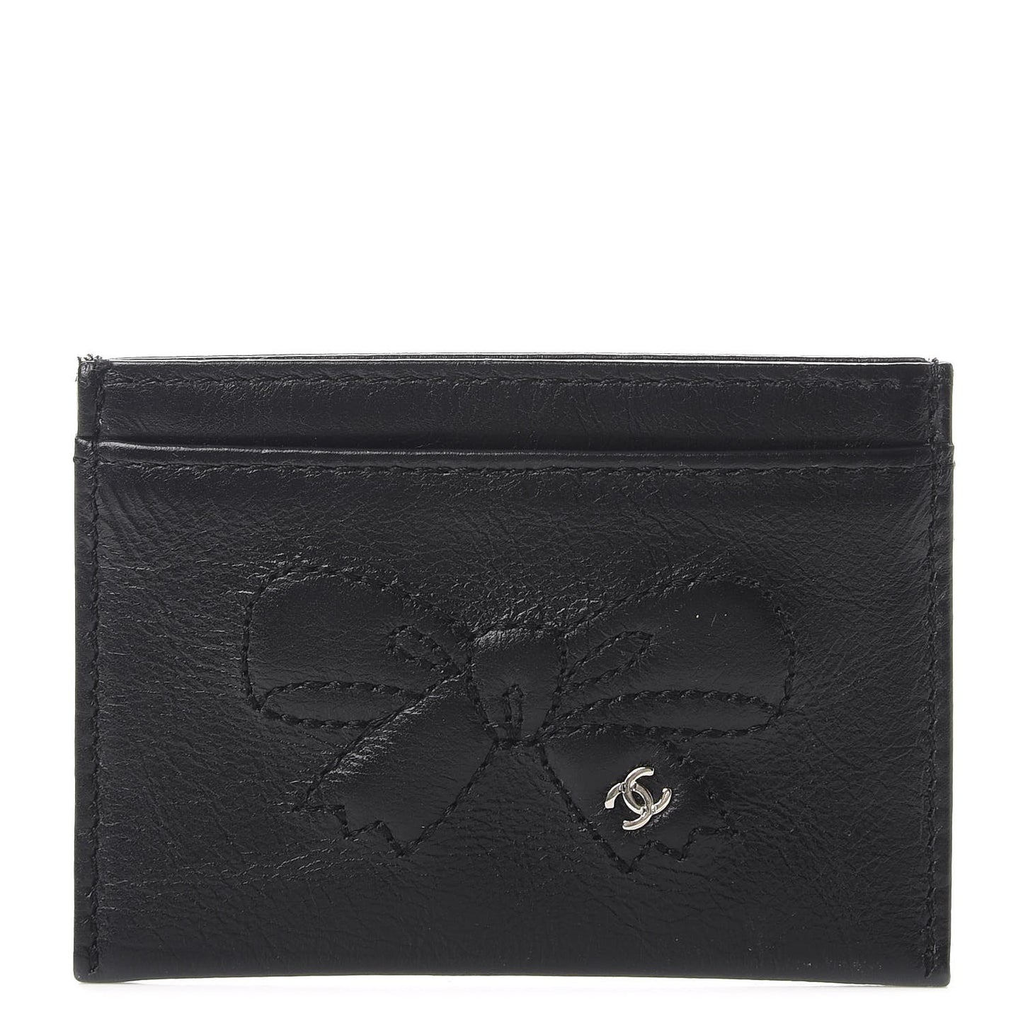 Lambskin Bow CC Card Holder Black
