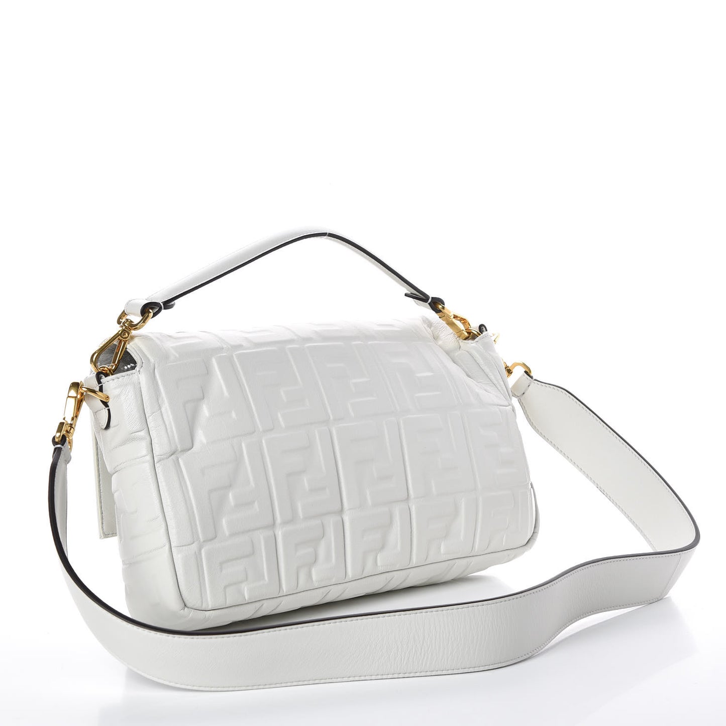 Nappa FF 1974 Embossed Large Baguette White