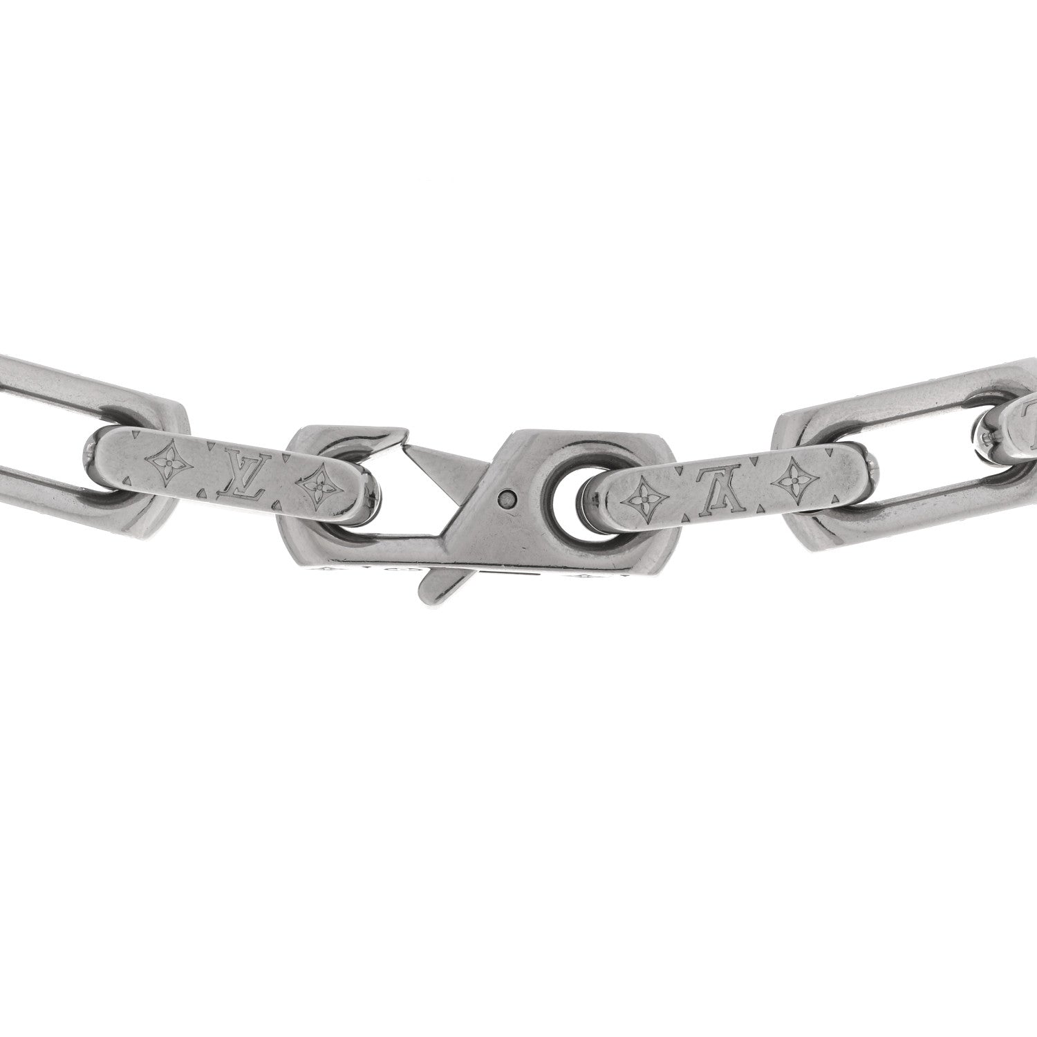 Louis Vuitton Monogram Chain Necklace Silver 5 of 5