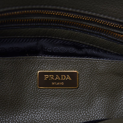 Prada Vitello Daino Tote Militare 8 of 9