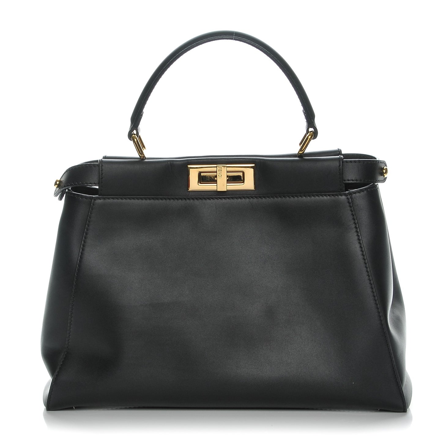 Vitello Morgan Shiny Nappa Medium Peekaboo Iconic Satchel Black