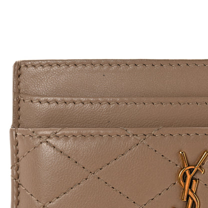 Saint Laurent Lambskin Quilted Gaby Card Case Dark Beige 10 of 12