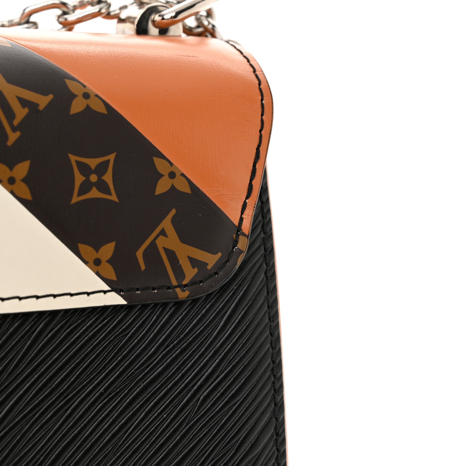 Louis Vuitton Epi Monogram Tape Twist Shoulder Bag MM Black White Orange 15 of 15