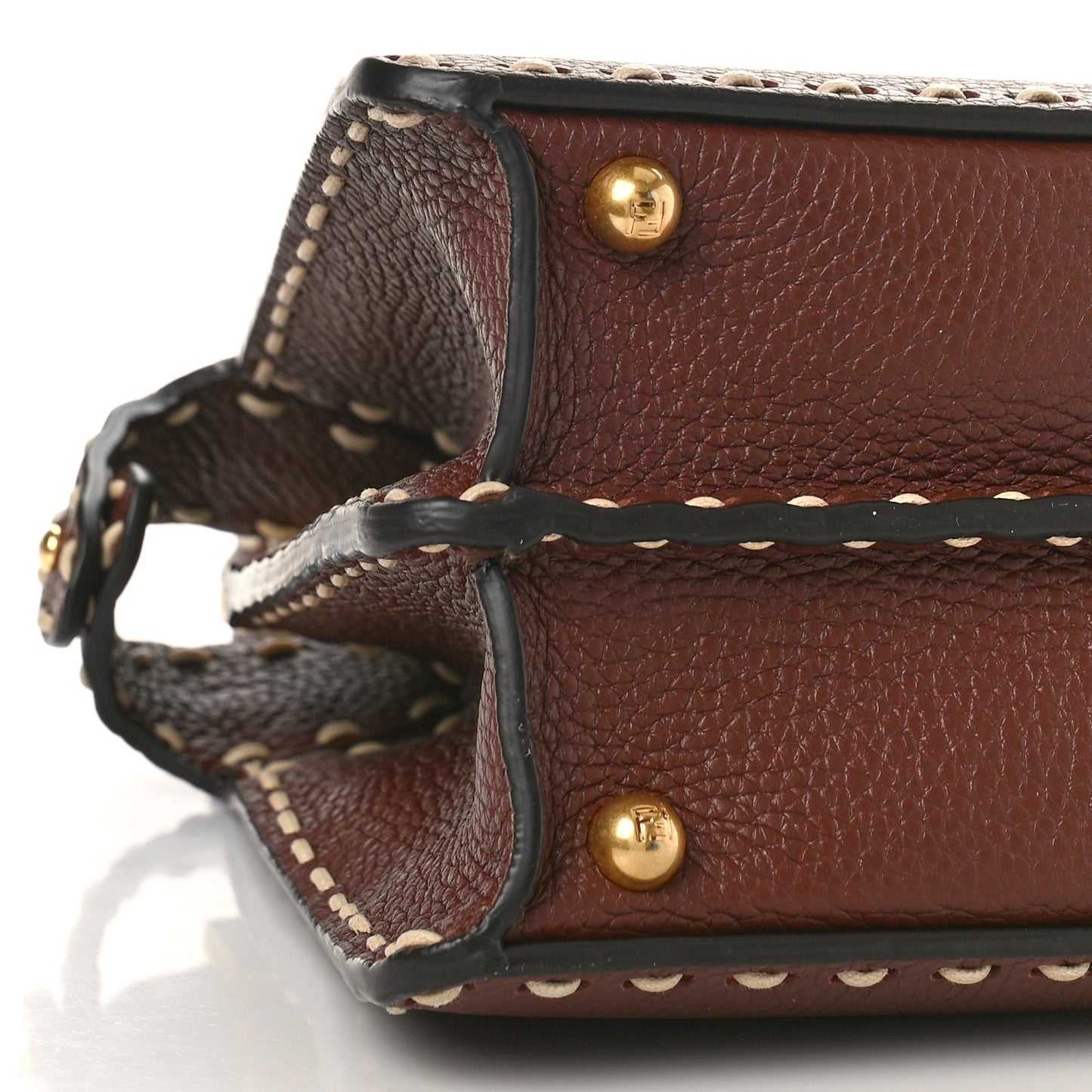 Vitello Granato Camoscio Selleria Macro Stitchings Small Peekaboo I SEE U Satchel Praline