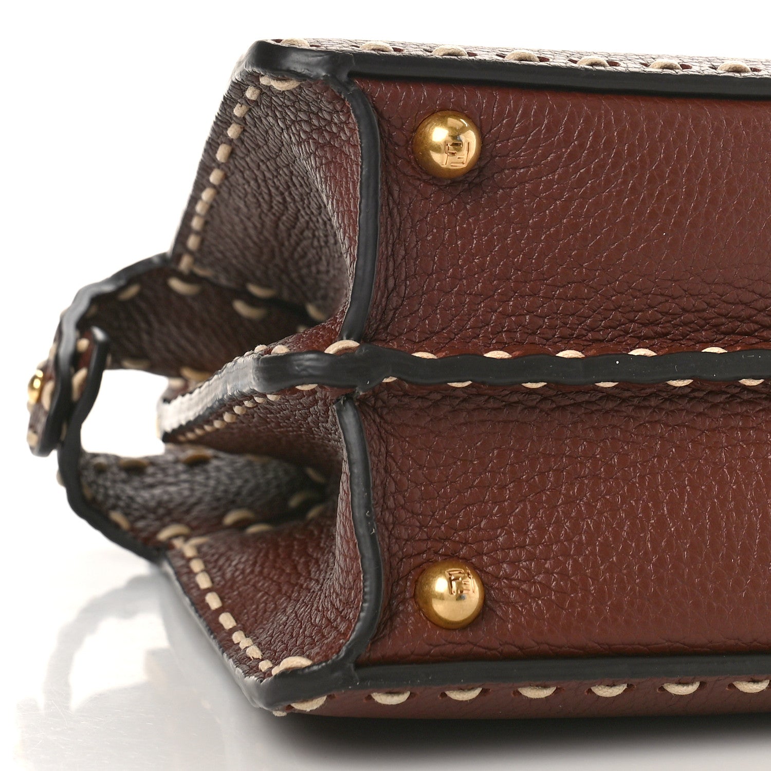 Fendi Vitello Granato Camoscio Selleria Macro Stitchings Small Peekaboo I SEE U Satchel Praline 7 of 8