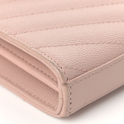 Saint Laurent Grain De Poudre Matelasse Chevron Monogram Chain Wallet Pale Pink 9 of 13