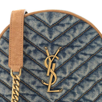 Saint Laurent Denim Quilted Monogram Round Crossbody Bag Rodeo Blue 8 of 10