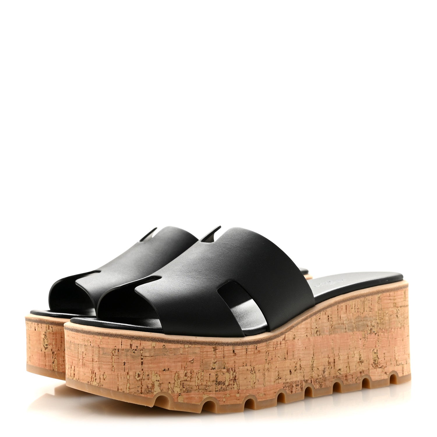 Hermes Calfskin Cork Eze 30 Sandals 39 Black 4 of 10