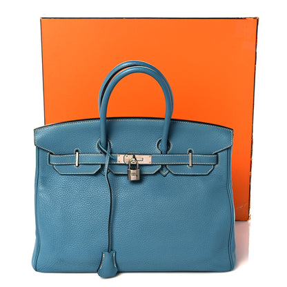 Hermes Taurillon Clemence Birkin 35 Blue Jean 47 of 47