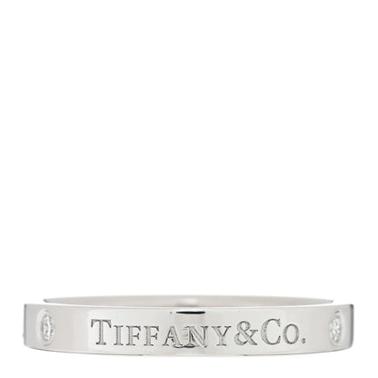Tiffany Platinum Diamond Logo Band Ring 58 8.5 3 of 4